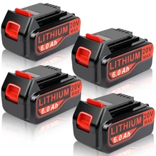 4 Packs 20V Max 6.0Ah Replace High-Capacity Battery for Black and Decker 20V ...