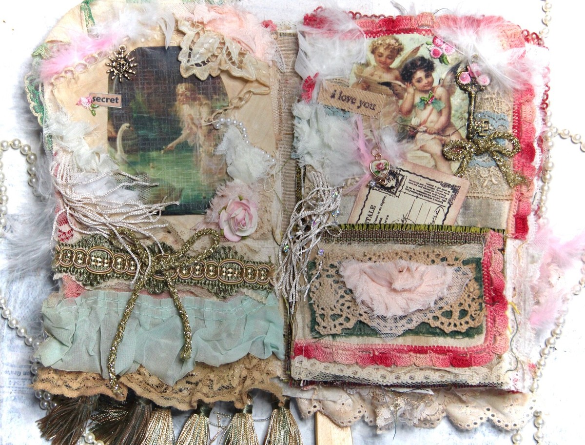 文房具・ステーショナリー junk journal No.172 Lace Junk Journal Fantasy Nymphs and Angels Mixed Media | eBay
