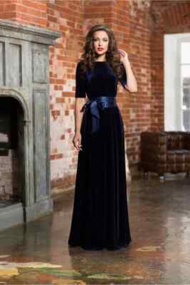 Women Long Blue Velvet Dress With Satin Belt Wedding Party Wear Maxi Dress | eBay Women Long Blue Velvet Dress With Satin Belt Wedding Party Wear Maxi Dress | eBay