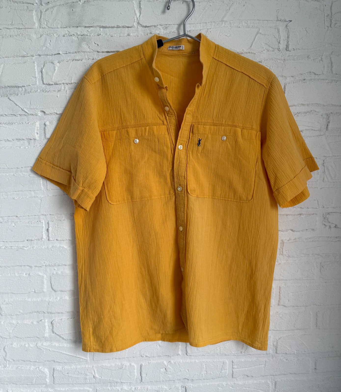 camicia blusa donna vintage anni 80 Yves Saint Laurent YSL chemises pieghe taglia S M