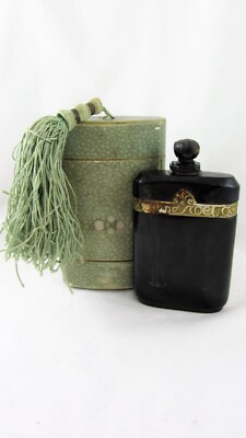 20er Jahre Caron-Nuit-de Noel Parfum Flakon (leer) mit Stopfen & Quastenetui