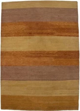 Tribal Modern Hand-Knotted Multicolor Striped Gabbeh Rug Kids Room Carpet 6X8 ft
