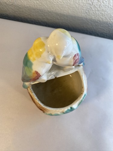 Vintage Love Birds Parrots Wall Pocket Planter Morton Pottery Colorful 1950s - Picture 4 of 10