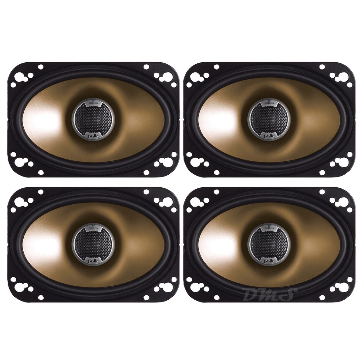 4) Polk DB461 4x6 Inch 120W Ohm 2-Way Coaxial Car Audio
