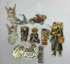 Lot Of 12 Vintage Diecut Cardboard Christmas Tree Decoration Cut Out