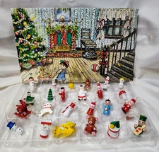 Vintage Emson Christmas Advent Calendar*Wood Ornaments in Windows*NEW! Unused.