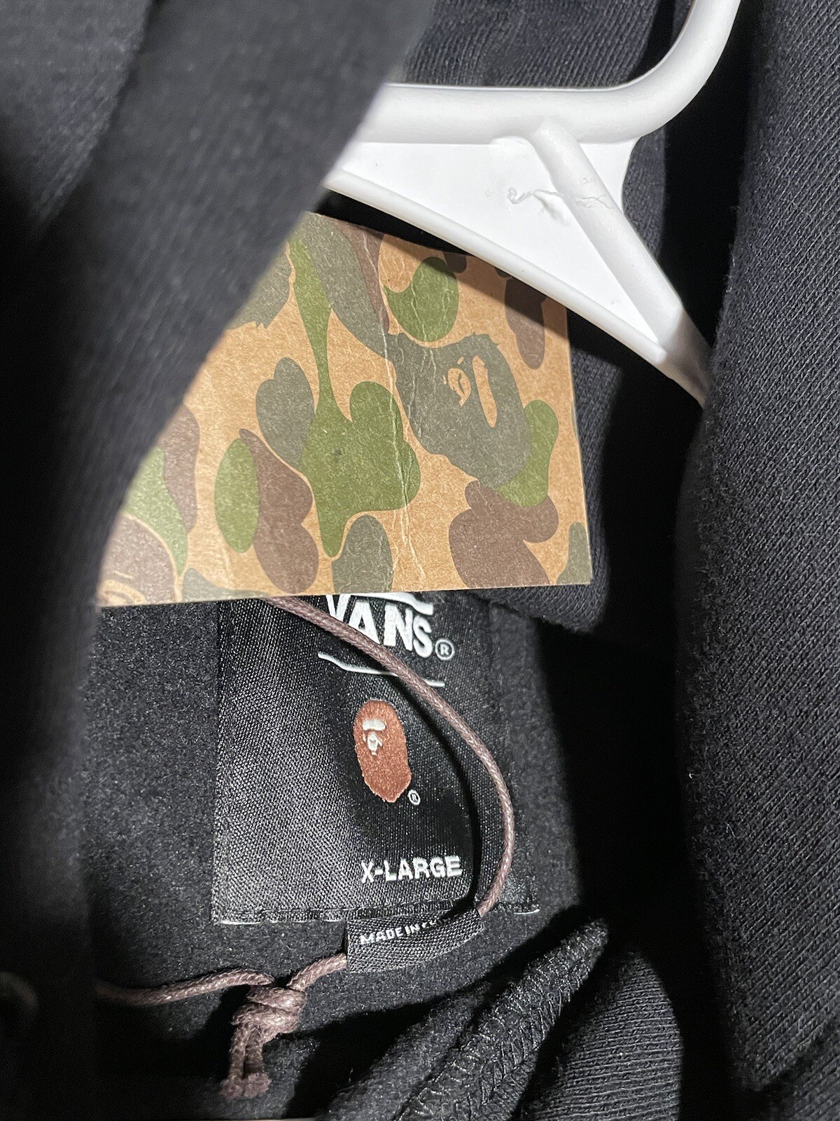 Vans x Bape Black Hoodie XL Brand New | eBay