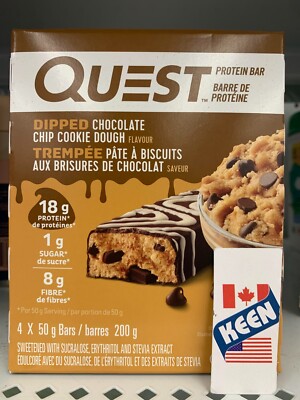 AiWaWa CA, QUEST DIPPED CHOCOLATE CHIP COOKIE DOUGH FLAVOR 4 x 50 g Bars