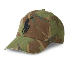 NEW POLO Ralph Lauren Men s BIG PONY "3" Sport Cap Cotton Golf Hat-Camo/Black