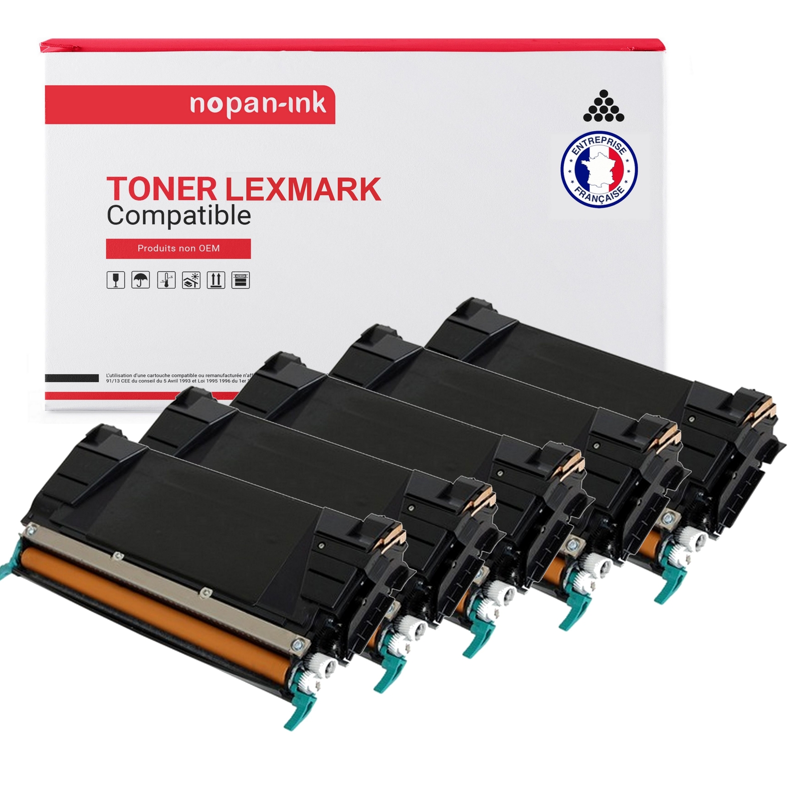 Pack de 5 toners Lexmark C746A1KG noir et couleur pour imprimante laser C746