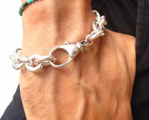 Chain Hollow Link Sterling Silver Chunky Bracelet Heavy Wide Solid 925 Cuban Ebay