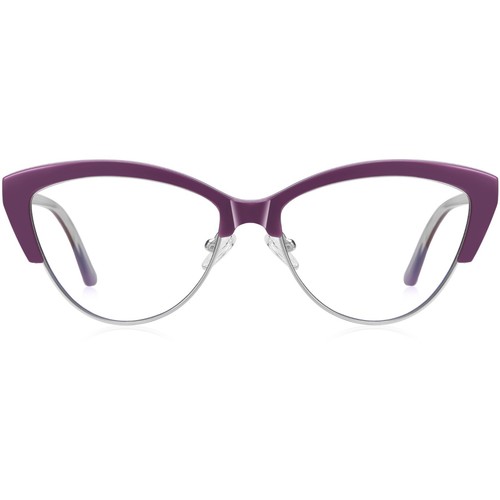Gafas de ojo de gato para mujer marco de gafas de plástico bisagras de resorte púrpura plateado - Imagen 5 de 19