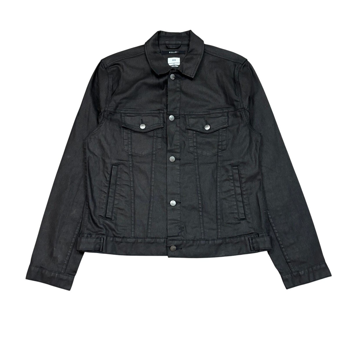Rare Ksubi Embroidery Spellout Waxed Trucker Denim Jacket Rare Ksubi Embroidery Spellout Waxed Trucker Denim Jacket