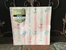 NEW Super Cute VTG 1950s Baby Animal Gift Wrap Wrapping Paper 2 Full Sheets