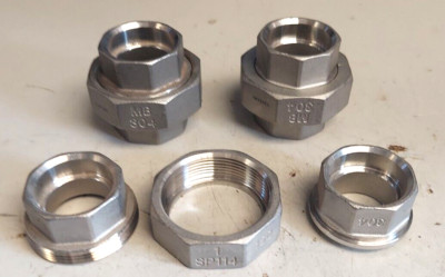Set of 3 - Stainless Steel SP114 1'' 150 -MB 304 3 Piece Union Pipe Fitting