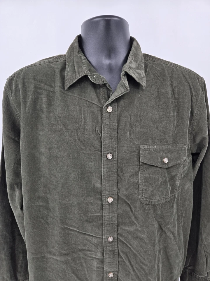Camisa de Pana Falls Creek Grande Verde Manga Larga Bolsillo Pin Cordón Para Hombres Foto 2 de 4