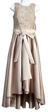 Ignite Evenings Womens Missy Lace Sleeveless Formal Dress Gown, Champagne, 6, 8