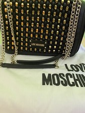 Borsa a spalla Love Moschino in ecopelle e tecno rete Intrecciata con logo.