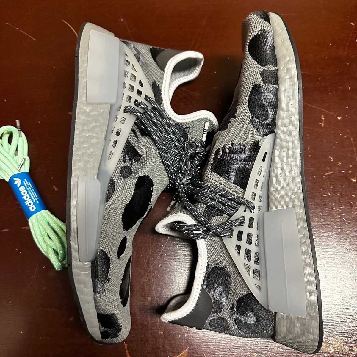 Adidas Mens Ash Gray Hu NMD Animal Print ID1531 Lace Up  display picture 1