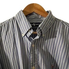 EUC Polo Ralph Lauren Button Down Dress Shirt, Blue  White Stripes 100  
