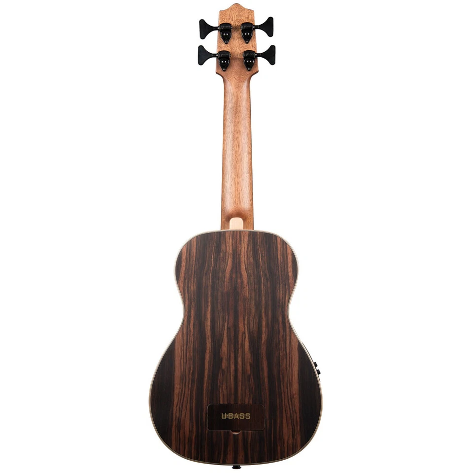 Kala U-BASS Striped Ebony Acoustic Electric Ukulele with Round Wound Strings - Image 3 of 4