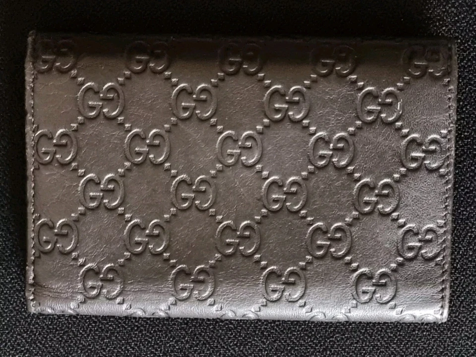 GUCCI PURSE GUCCISIMA PATTERN BROWN LEATHER A VINTAGE COLLECTIBLE FASHION BEAUTY - Image 3 of 4
