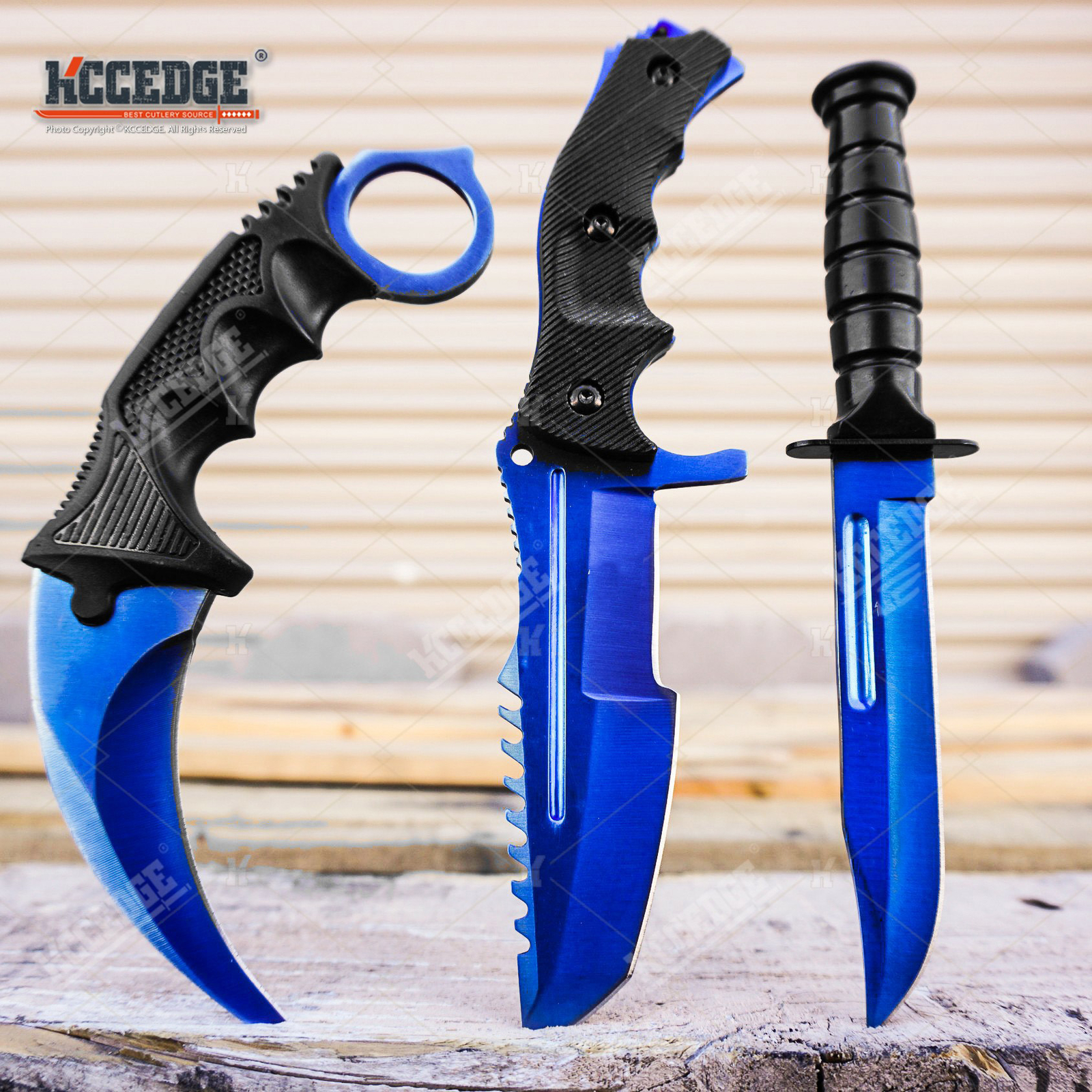 3PC COMBO CSGO Survival Fixed Blade Knife Set Karambit, Huntsman ...