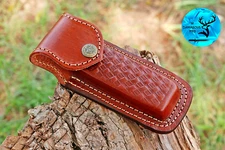 HANDMADE COW LEATHER SHEATH FOR 5" FOLDING KNIFE & OTHER TOLS SURVIVAL EDC 1362