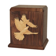Wood Cremation Urn Wooden Urns - Walnut Doves
