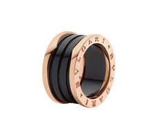 100 Authentic Bulgari Bvlgari B.Zero1 Ceramic 18K 750 Rose Gold Ring Size 63