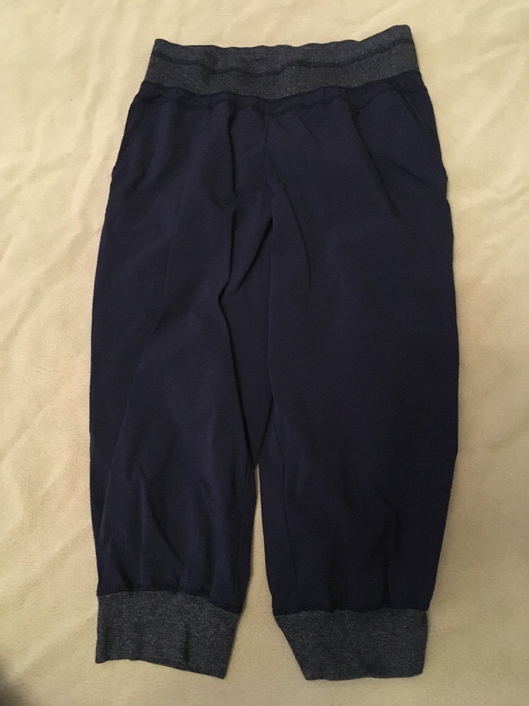 Te Verde Studio Pants Small Womens Crops Navy Blue Grey Fitness Dance Yoga