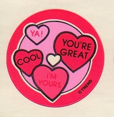 Trend Scratch And Sniff Glossy Cherry Candy Hearts Stinky Stickers Single w TM
