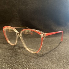 New NOS VTG 80s 90s Frame Red Pink Crystal Butterfly Oversize BIG EYE Glasses 56