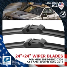 2x 24" Front Windshield Wiper Blades Efficient waterproof Fit For Mercedes-Benz