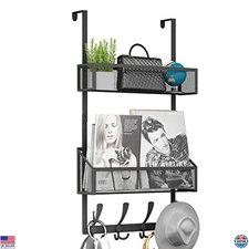 Over The Door Hooks Organizer, 3-Tier Coat Rack & Towel Hanger, Black