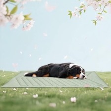 Cooling Mat for Dogs Ice Green, 150x102cm No Gel, Cool Fabric Top  Velvet Ba...