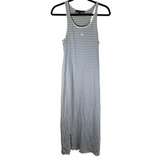 Ralph Lauren Maxi Nightgown S Blue Stripe Cotton Racerback Made in USA Vintage