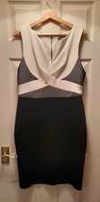 Lipsy Bodycon Dress Size 10 Black & cream with mesh detail. Bust 32"