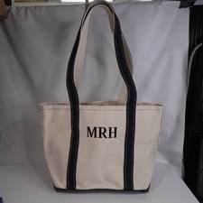 LL Bean Boat And Tote Bag Small Black Beige Made In USA