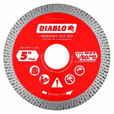 Diablo DMADC0500 5'' Diamond Continuous Rim Cut-Off DiscsÂ for Masonry