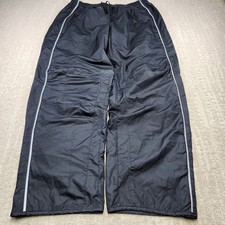 Vintage Nike Woven Track Pants Women XL Baggy Wide Leg Y2K Windbreaker Black