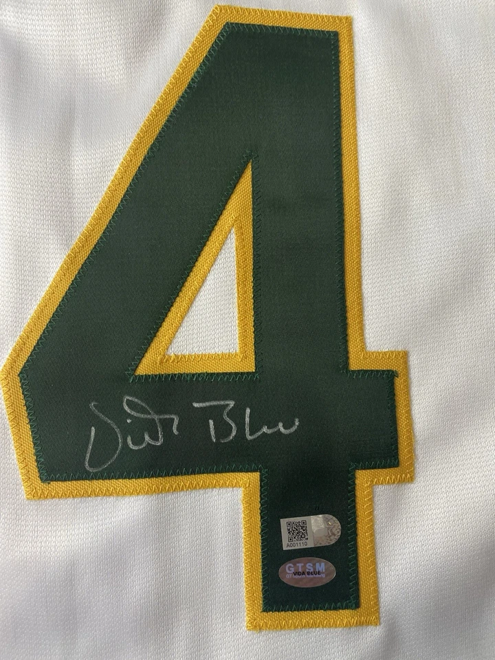 Camiseta deportiva personalizada Vida azul/autografiada Oakland A's blanca/certificada de integridad deportiva Foto 3 de 4
