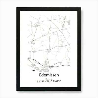 Edemissen,Deutschland Minimalistische Karte Ar gerahmt Wandbild Poster Leinwanddruck Bild