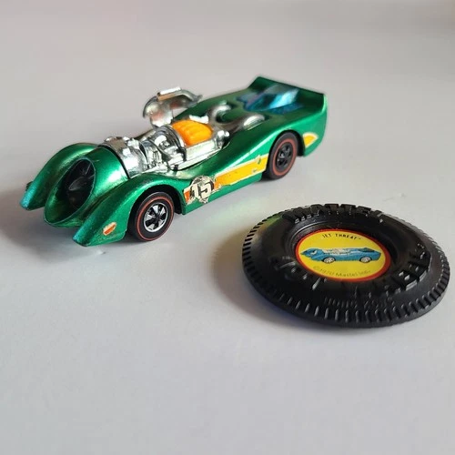 Vintage 1971 Hot Wheels Redline JET THREAT Spectraflame Green HK Very Nice!