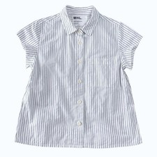 MARGARET HOWELL MHL. Cotton Linen Stripe Shirt White Size 2 Made In Japan