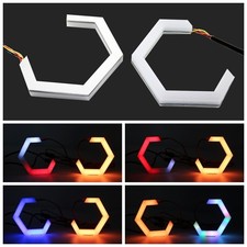 60mm Hexagon Halo Rgbw Led Angel Eyes Turn Signal Light App Bluetooth Headlights 60mm Hexagon Halo Rgbw Led Angel Eyes Turn Signal Light App Bluetooth Headlights