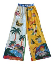 Fashion Nova Paradise Beach Breezy XL Wide Leg Fun Graphic Pants Colorful