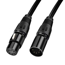 25 FT 5-PIN DMX Cable DMX512 5-Pin XLR Male to Female for Lighting Stage