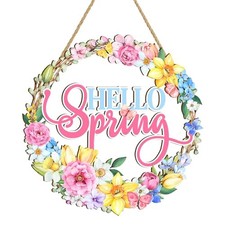 Welcome Door Sign Spring Floral Wooden Hanging Decorations Hello Spring