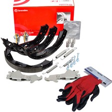 BREMBO Bremsbacken + Federsatz + Nachsteller für BMW E90-E93 F30-F33 F36 E85